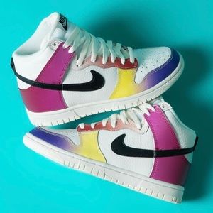 Nike Dunk High Summit White Gradient Dye Women's Leather Shoes NEW